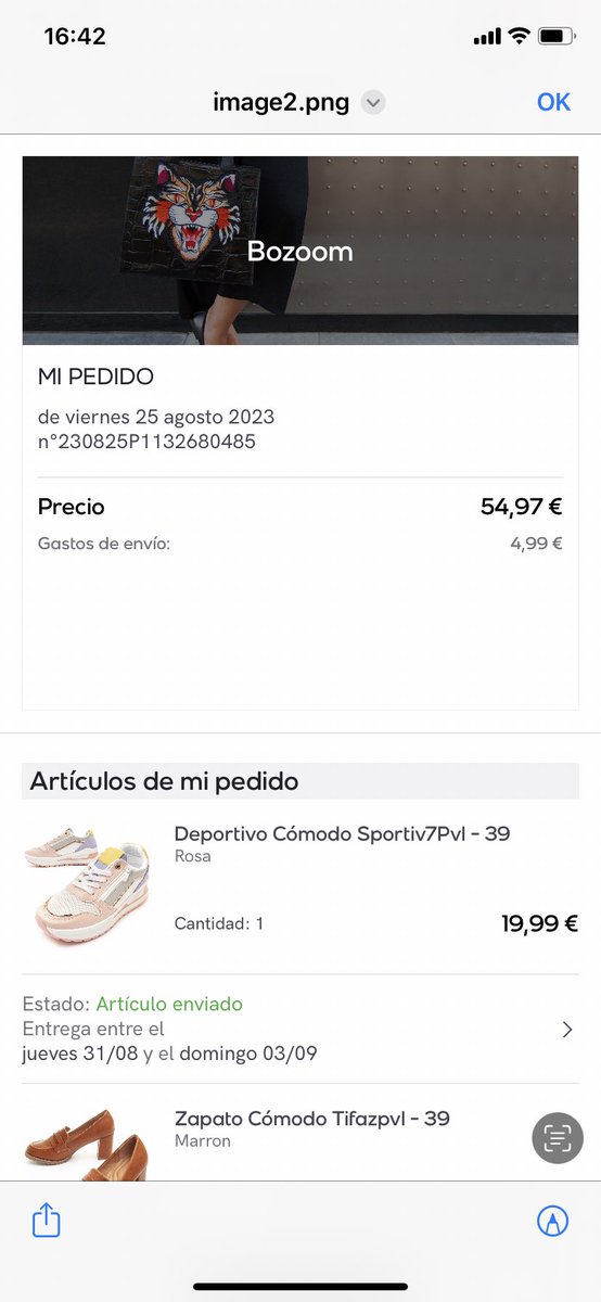 Nalezda's tweet photo. @bozoom2 compre unas deportivas talla 39 por Privalia, os equivocáis y me enviáis una talla 38, os devuelvo el paquete, y me decís que me reembolsáis solo12€??? Que timo es este? Exijo el importe integro https://t.co/cSaL9WHxES