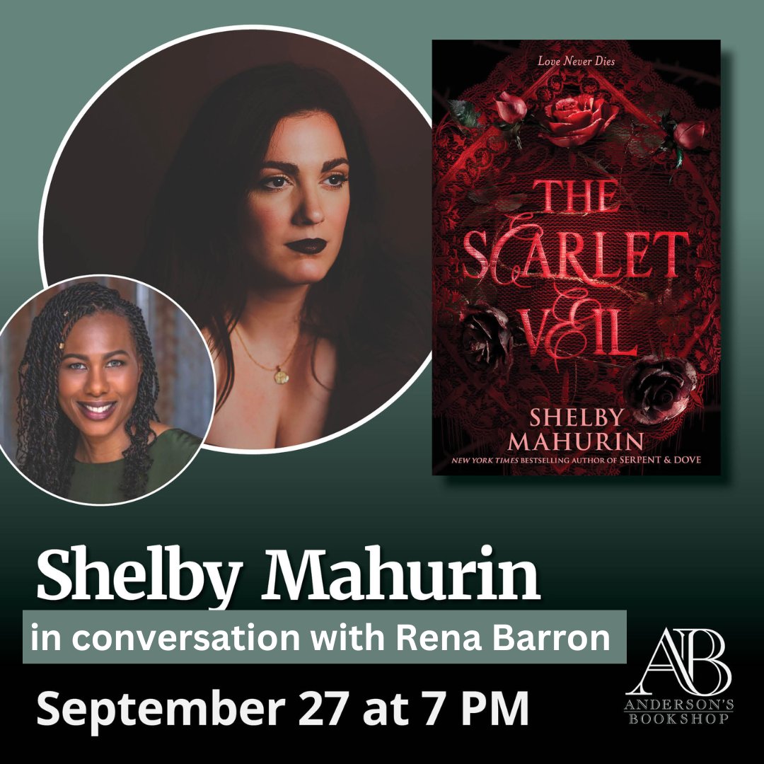 TWO great authors one great night! Shelby Mahurin @shelbymahurin will celebrate The Scarlet Veil, on Wednesday, September 27th, at 7pm in convo w/ author Rena Barron @renathedreamer Includes audience Q&A and a signing/photo line! TICKETS: TheScarletVeilAndersons.eventcombo.com