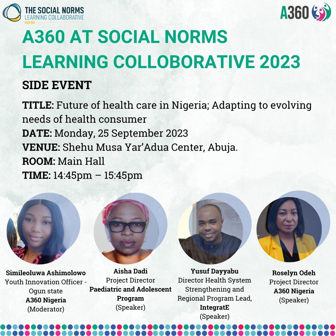 Join us at #SNLC2023 for our exclusive 'Future of Healthcare in Nigeria' event on September 25, 2023 by 2:45PM - 3:45PM at Shehu Musa Yar'Adua Center, Abuja. 
Transformative insights await. See you there! #A360 #HealthcareNigeria <a href="/SFHNigeria/">Society for Family Health</a>