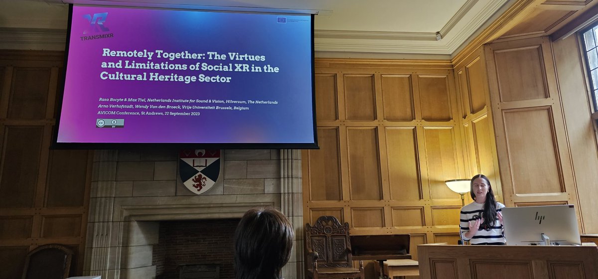 FaimpAvicom's tweet photo. Remotely together: the virtues & limitations of Social XR in the #CulturalHeritage sector, their potential & innovations they can introduce. Analysing the #ImmersiveExperiences in the sector. @rasa_bocyte @BeeldenGeluid #AVICOMGC23 https://t.co/QFiWAxX69t