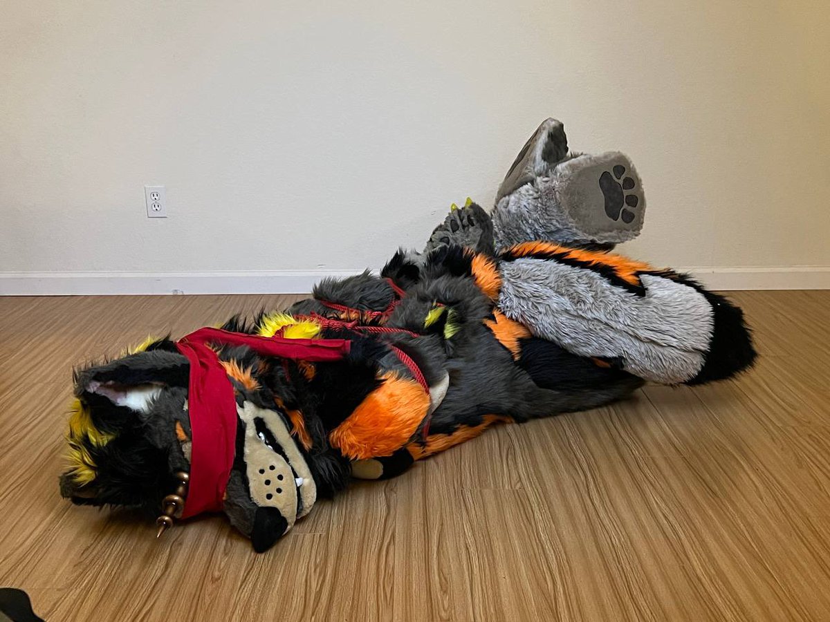 A little tied up at the moment. #FursuitFriday 📸 @YukitoTheFox 🪢 @PupLakto