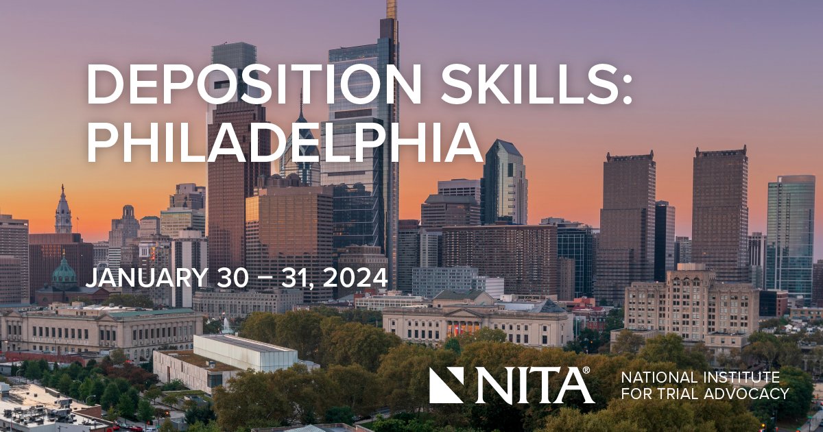 Check out NITA's upcoming Deposition Skills course in Philadelphia this January. Interested to learn more? Click the link in the bio to visit our website. info.nita.org/padepo2024