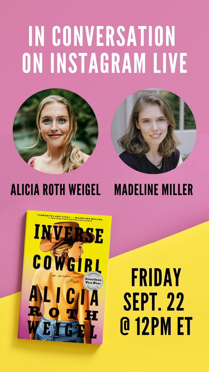 So excited to be talking with the amazing @xoxy_alicia today about her new memoir INVERSE COWGIRL, about growing up intersex, and becoming an activist. Head to the @HarperCollins instagram at noon EST to hear more!