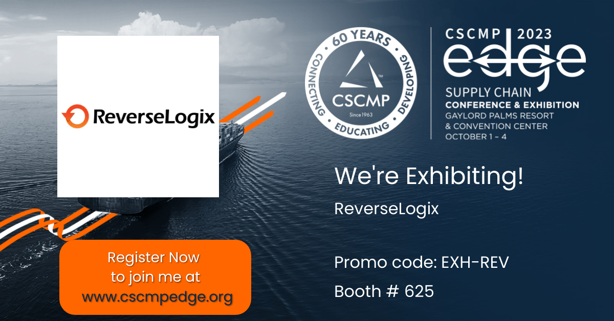 reverselogix's tweet photo. See you at #EDGE2023! Stop by booth 625 to learn how our RMS can solve your toughest, most complex returns management needs. #ReturnsManagement #RMS #ReverseLogistics #CSCMPEDGE https://t.co/BCrsNGKPep