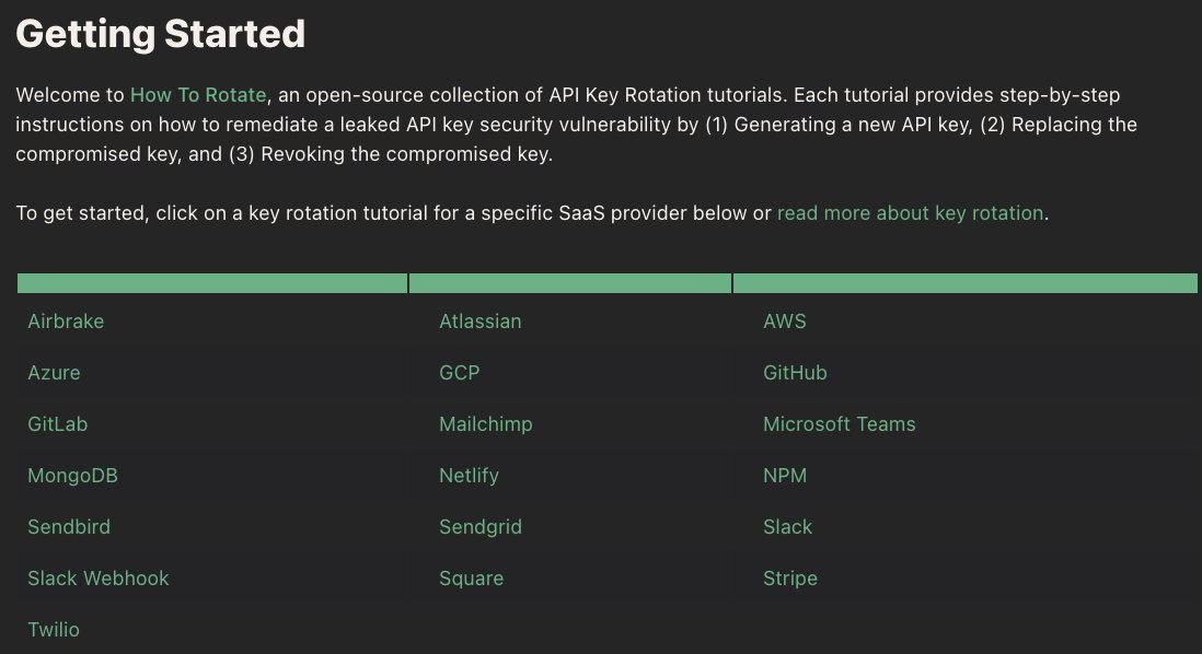 clintgibler's tweet photo. 🔑 How to Rotate: Key Rotation Tutorials

Open source key rotation tutorials covering a number of SaaS providers, describing step-by-step instructions on how to remediate leaked API keys.

By @trufflesec

https://t.co/QWArR6qyIL https://t.co/vaKrJTYsVj