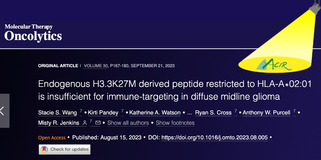 A novel high-affinity scFv antibody targeting the histone 3.3 K27M25-35 neoepitope in the context of HLA-A*02:01 recognized peptide-pulsed APCs, but not H3.3K27M-mutated cell lines derived from patients with DIPG. bit.ly/3Roxj16  @WEHI_research  @DrMistyJenkins