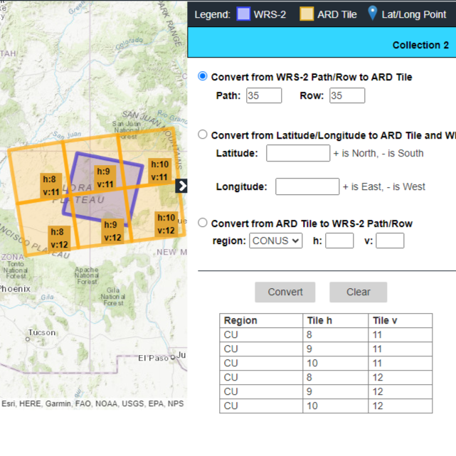 USGSLandsat's tweet photo. 🤔 Do you wonder:

🛰️When the Landsat satellites will collect over your AOI?
🎯How to convert #Landsat Path/Rows to ARD Tiles?
👀How many Landsat scenes are in the USGS EROS Archive?
 🤓Which Landsat bands are best suited for your research?

Check out https://t.co/FURO6ai5uz! https://t.co/c5d7ZBxc93