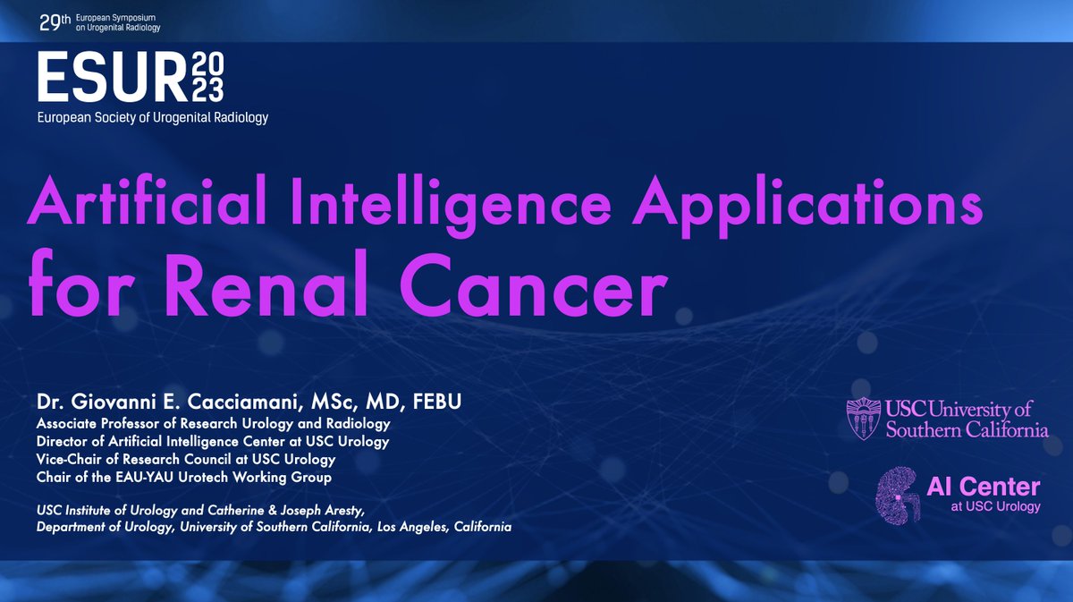 💡Thrilled to discuss the newest advancements in the use of #ArtificialIntelligence-powered #radiology for #RenalCancer at #ESUR23 

1️⃣ Early Diagnosis 
2️⃣ Staging 
3️⃣ Grading

Sunday 8:50am 
Auditorium

@VPanebiancoIT @ESUR2023 @F_Sanguedolce @Uroweb @EAU_YAUroTech