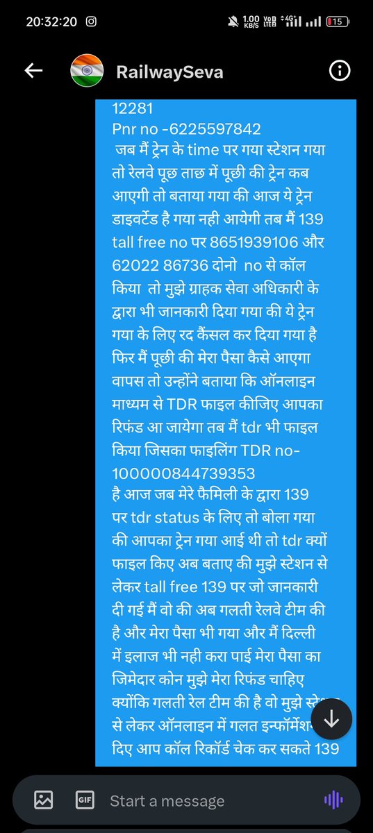 ChandraSikandra's tweet photo. @Central_Railway @EasternRailway @railminister @RailMinIndia @railwayminister @AshwiniVaishnaw 
बस हवा हबाई बाते बस लोगो को दिखाने के लिए डायरेक्ट msg का रिप्लाई करने बाद जब सारा डिटेल्स दिया तो no response अभी तक टिकट का पैसा रिफंड नही आया माननीय मंत्री महोदय एक बार देखा जाए https://t.co/L89Ix4OxmP