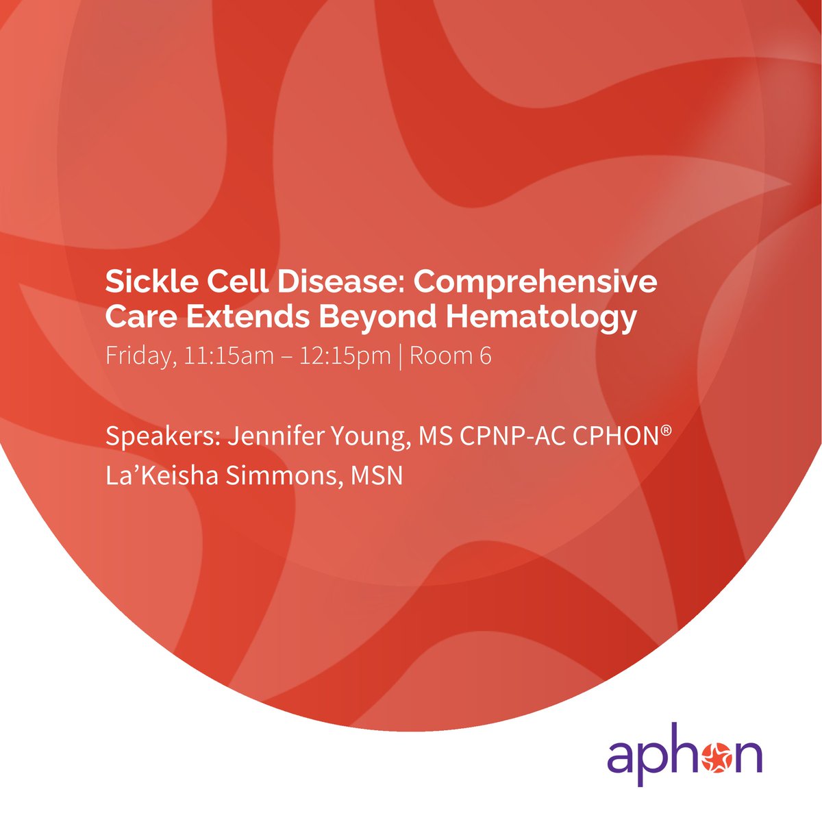 Let's explore the broader spectrum of care and support for those living with Sickle Cell Disease together in our next session. 💪 #APHON2023