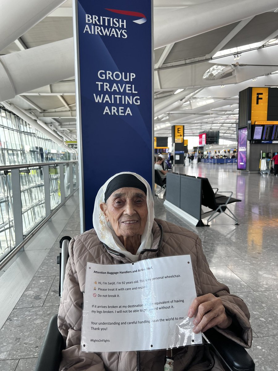 Hi @British_Airways look after our Bibi Ji and her wheelchair as she travels to Vancouver to reunite with her siblings.

#RightsOnFlights