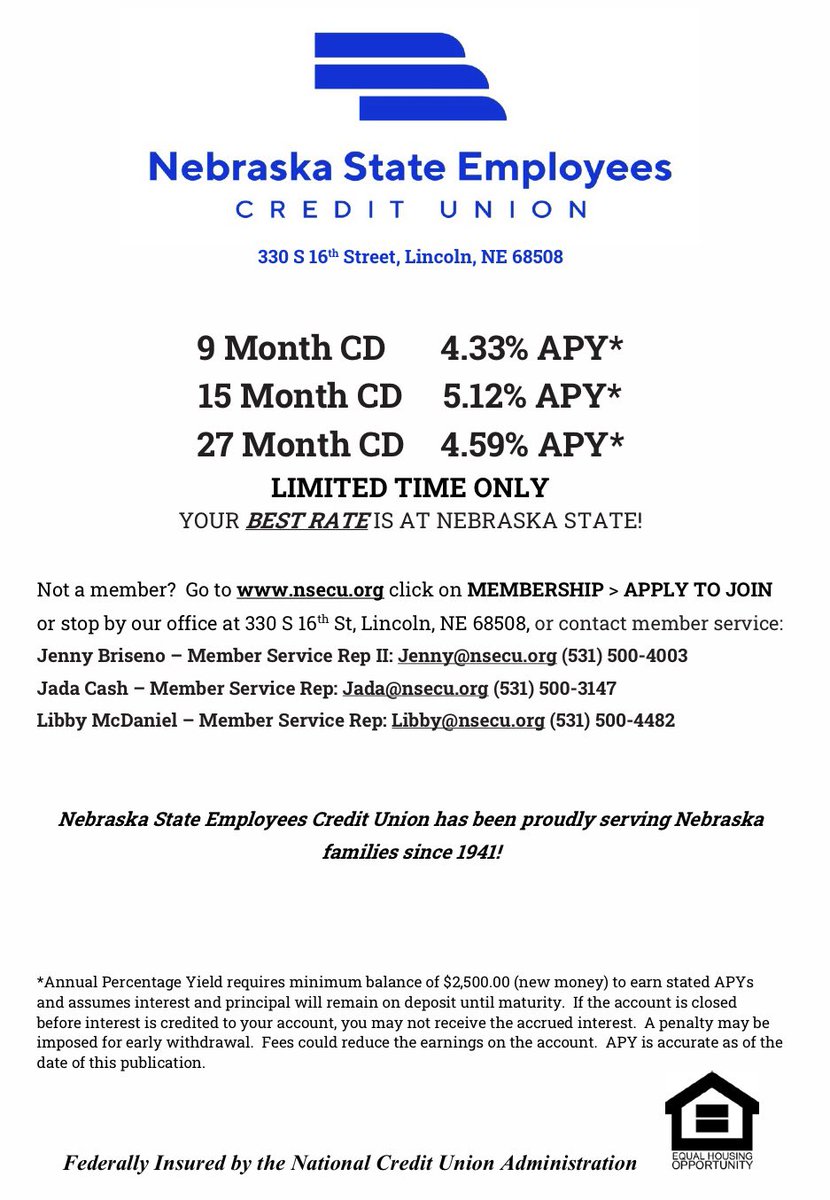 nsecu_org's tweet photo. Back by popular demand and for a Limited Time! #NSECU #CDSpecial #YourBestRateIsAtNebraskaState #LNK 💰💵💰💵💰💵💰💵💰💵 https://t.co/tPD7ANQ1UT