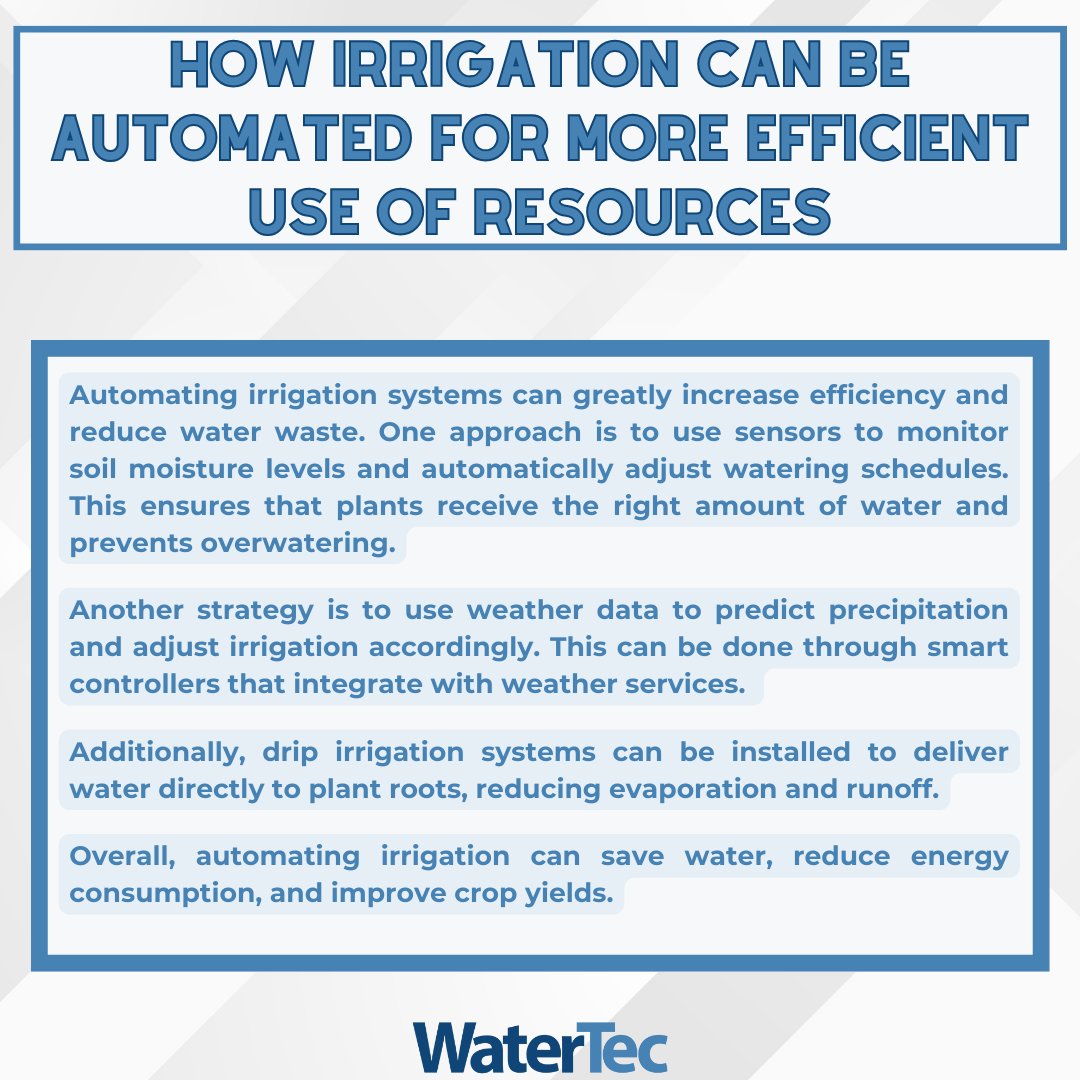 Learn how irrigation can be automated for more efficient use of resources 👇

#watertec #irrigation #irrigationsystems #irrigationdesign