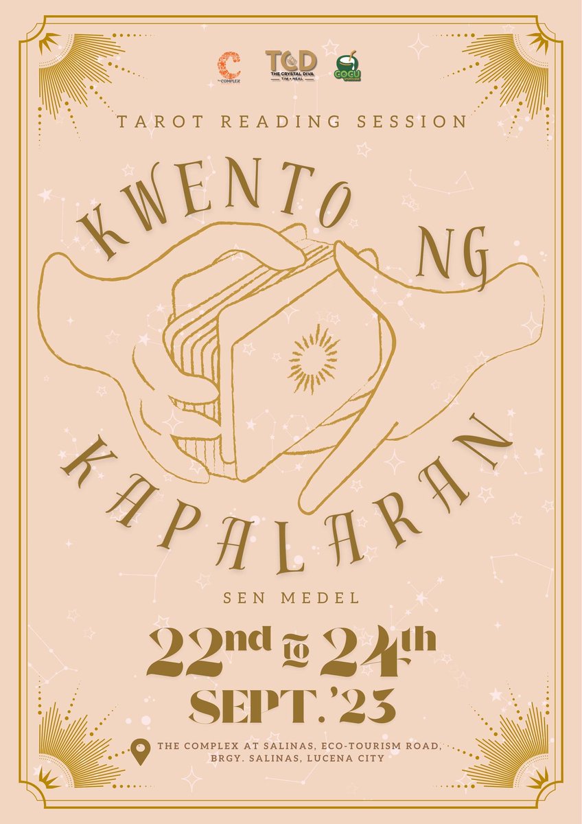 complexents's tweet photo. Hey, chingus! If you see this on your tl, it's your sign to join us this weekend at COCU Sports Bar to find a solulu to your delulu~ 🔮✨

Manifest your prayers and wishes through ink with ENCHANTED ECHO, and take a peak into your future through cards with KWENTO NG KAPALARAN! https://t.co/RKz5n5YymV