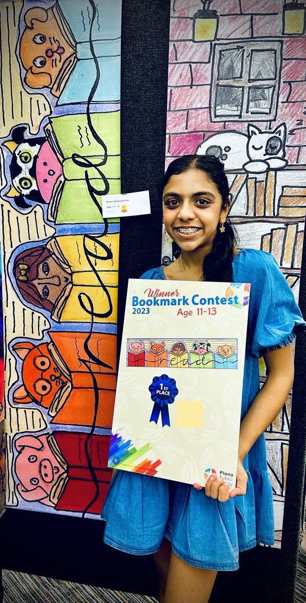 Congratulations to our @rms_mustangs Student that placed 1st in the @PlanoPublicLibrary Bookmark Contest! @Plano_Schools @PISDlibraries #AtRennerWeWin #PlanoISDProud