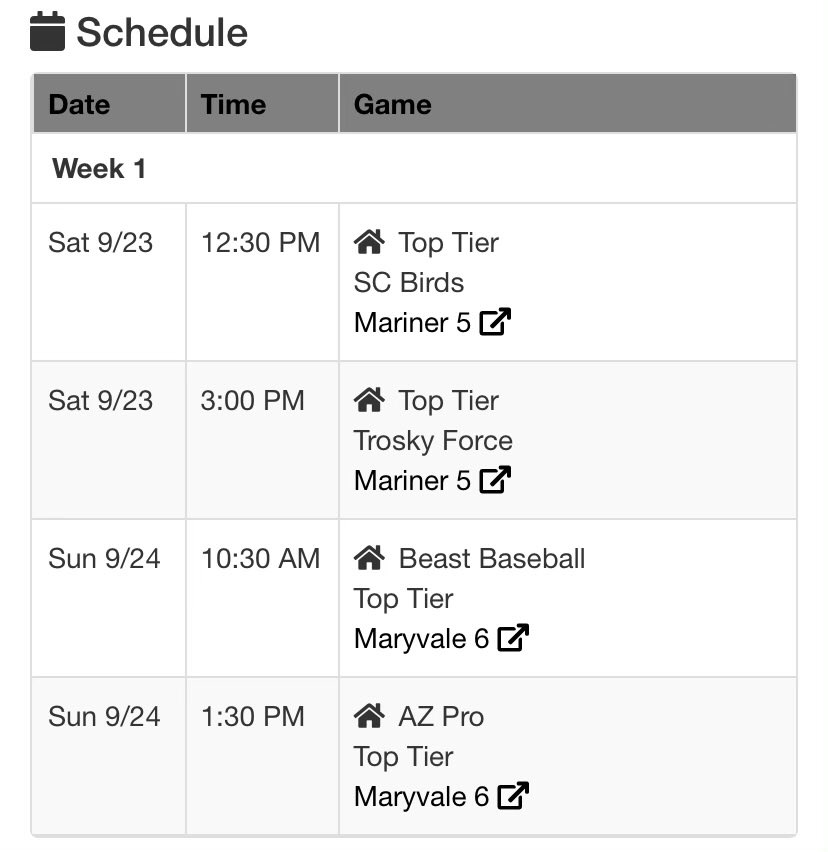 I will be going to AZ Fall Classic with Top Tier (<a href="/tier_cal/">TopTierNorCal</a>). Excited for this opportunity! Below is my schedule. 

Bellarmine College Prep 2025
SS/CF
OF Velo 90 | EV91.5 | 60YD: 6.9 (PBR)
Email: ereytavarez@gmail.com