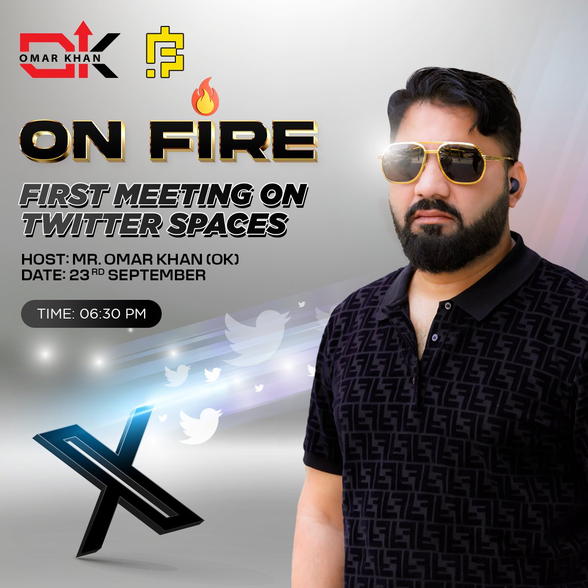 OK_OmarKhan's tweet photo. *This meeting will be live on Twitter only*

Join us on Twitter Space with the one and only Mr. Omar Khan (OK)! 🚀

Mr. Omar Khan (OK) has something mind-blowing to reveal, and you won't want to miss it! 🤫

Link: https://t.co/5yzqW2lJZR

📣 Please note: This meeting is strictly exclusive to Twitter, with no recordings or YouTube live streams available afterward. Don't miss this momentous event. Sign up or Log in to your Twitter accounts today!

Date: 23rd September
Host: Mr. Omar Khan (OK)
Topic: On Fire 🔥

Time:
06:30 𝐏𝐌 🇦🇪
07:30 𝐏𝐌 🇵🇰
08:00 𝐏𝐌 🇮🇳
08:30 𝐏𝐌 🇧🇩

Let's come together and shatter records, showcasing the incredible power of our community!🤝

#omarkhanok #TwitterCommunity #twitterspaces #BFICoin #BFIC #BFICCommunity #getready #tothemoon #tothefuture #togetherwecan #twitter🐦