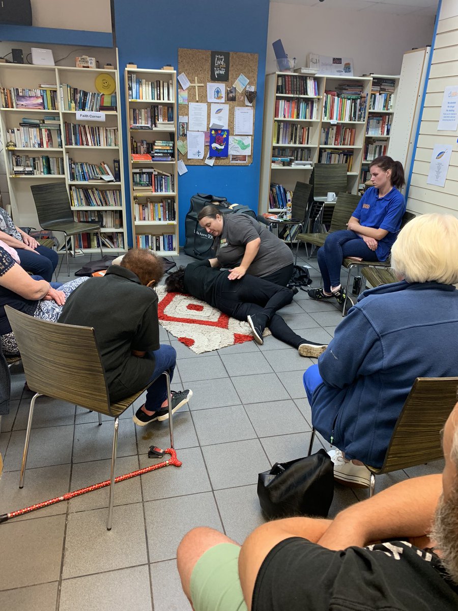 hobstafford's tweet photo. Upskilling our #collagues #volunteers @hobstafford this week. Thank you @aeddonate for training #recoveryposition #CPR #Defibrillator skills at #Cafe43. Part of a programme of training supporting staff volunteers #saveinglives supporting #vunerable #homeless #community https://t.co/jtH4bQLpb3