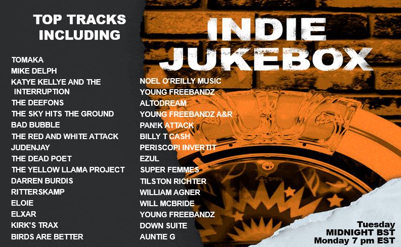 NEW #INDIE JUKEBOX EXTRA Tuesday 12am BST (Monday 7pm ET) ft @tomaka_official @MikeDelph @katyekellyeand1 @TheDeefons @SkyHitsGround @BadBubbleMusic @diggwa1 @JUDENJAY @SpencerLWilson @TheYellowLlama1 @burdis_music +more radiowigwam.co.uk, SmartSpeaker #indiepop