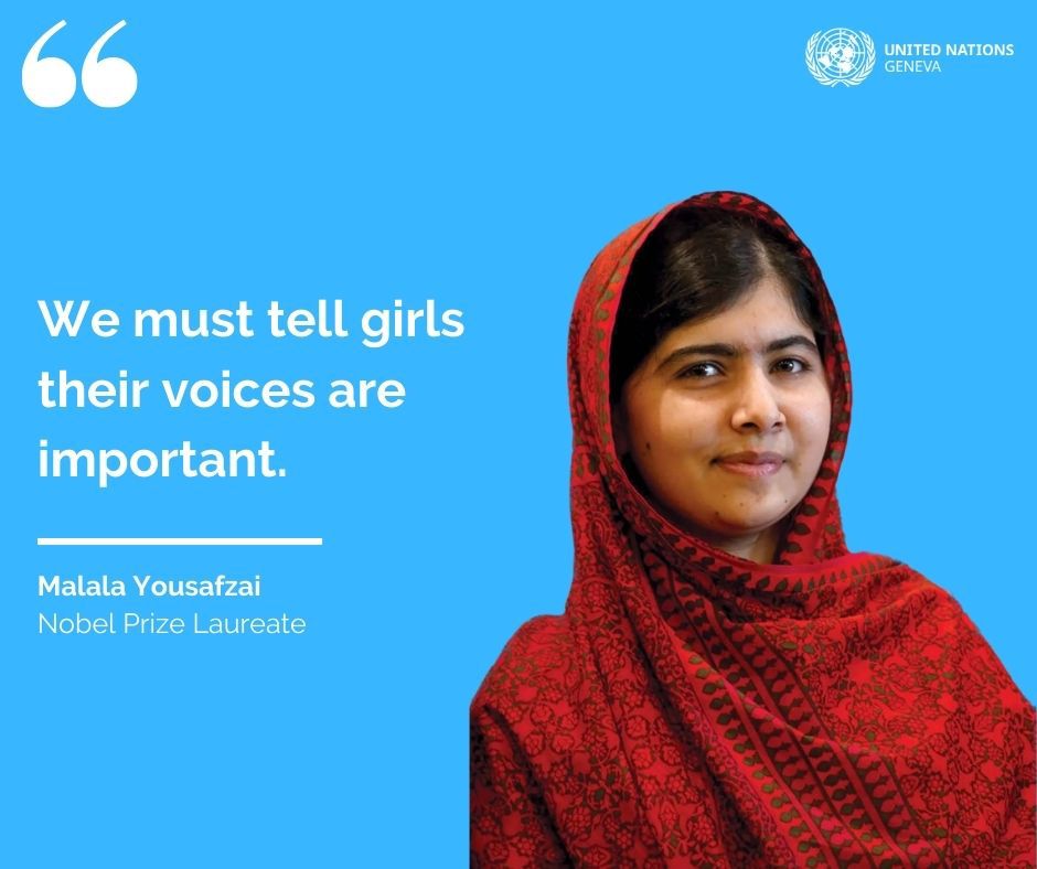 UNGeneva's tweet photo. βWe must tell girls their voices are importantβ.
- Malala
#MondayMotivation
#GenerationEquality https://t.co/LVCsPzb8oO