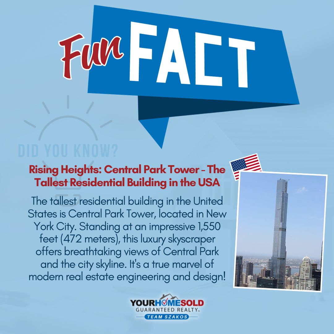 🌆✨ Did you know? Central Park Tower in NYC reaches a staggering 1,550 feet, making it the tallest residential building in the USA! Imagine waking up to stunning views of Central Park and the city skyline from that height. 🏙️😍 

#ArchitectureMarvel #NYCRealEstate #SkyHighLiving