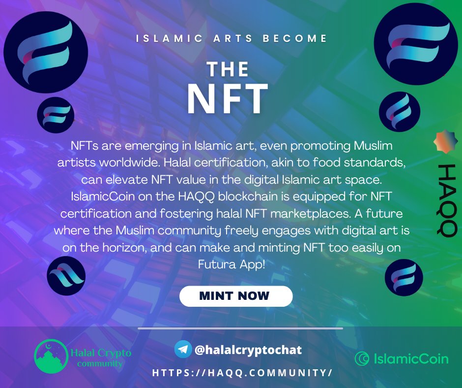 gosucess's tweet photo. Exploring Digital Art and NFTs in Islam with Halal Crypto Community on the HAQQ blockchains! You can make and minting your arts in Futura App
@halalcryptochat #halalcryptocommunity #NFT #halalcryptochat #islamiccoin #Futura #HAQQ https://t.co/248LpOU249