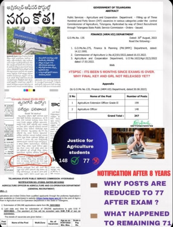 SAISHIVA0086's tweet photo. @divya_bhavani02 @KTRBRS @SingireddyBRS @BRSHarish @TSPSCofficial @TelanganaCMO We need immediate response from the department,, what is the problem in recruiting 148 posts for the post of Agriculture officer (A.O) ?? https://t.co/WpUjDInZe7