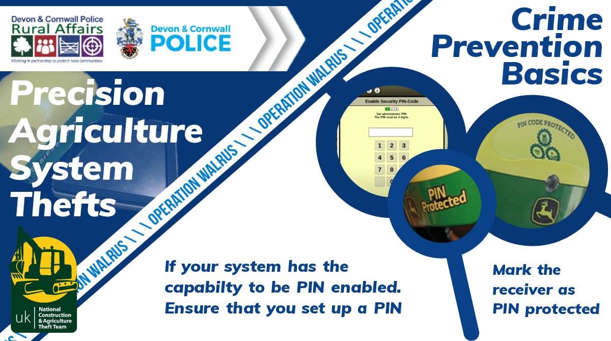 Some #PrecisionAgri systems have the ability to have PIN protection. This may need a software update, but if it has the capability, please enable a PIN and mark the receiver as #PINprotected. Your local dealer may be able to assist with the setup and marking. #OPWALRUS