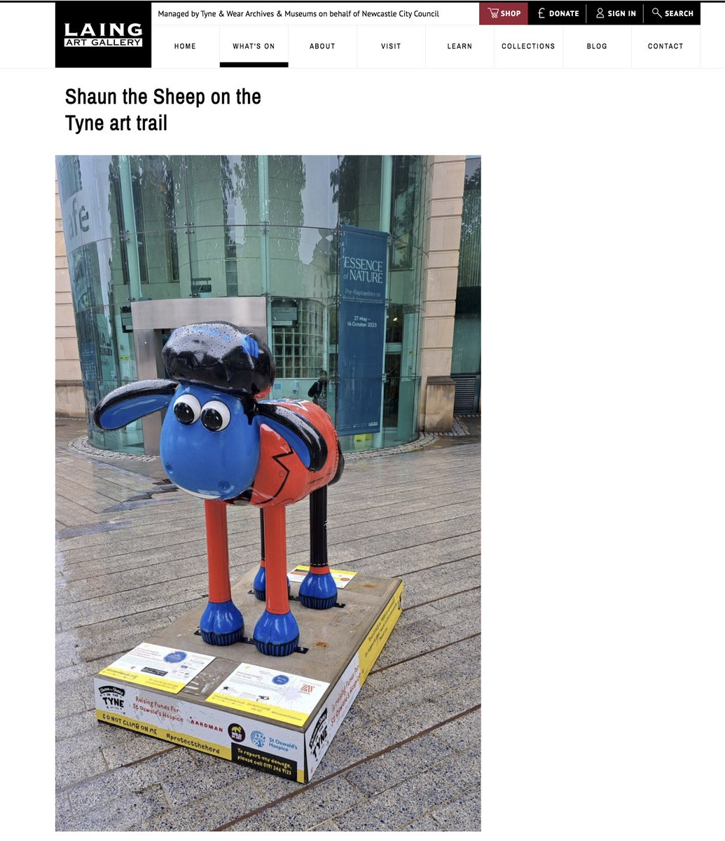 SandRussellArt's tweet photo. I have a large painting at the @LaingArtGallery in Newcastle-upon-Tyne!

Well, it is outside the art gallery. My @shaunonthetyne sculpture is sponsored by @ApplebridgeCL &amp; in aid of @stoswaldsuk Hospice.

#ShaunOnTheTyne #WildInArt #ShaunTheSheep #Newcastle https://t.co/CqY7LhTuTu
