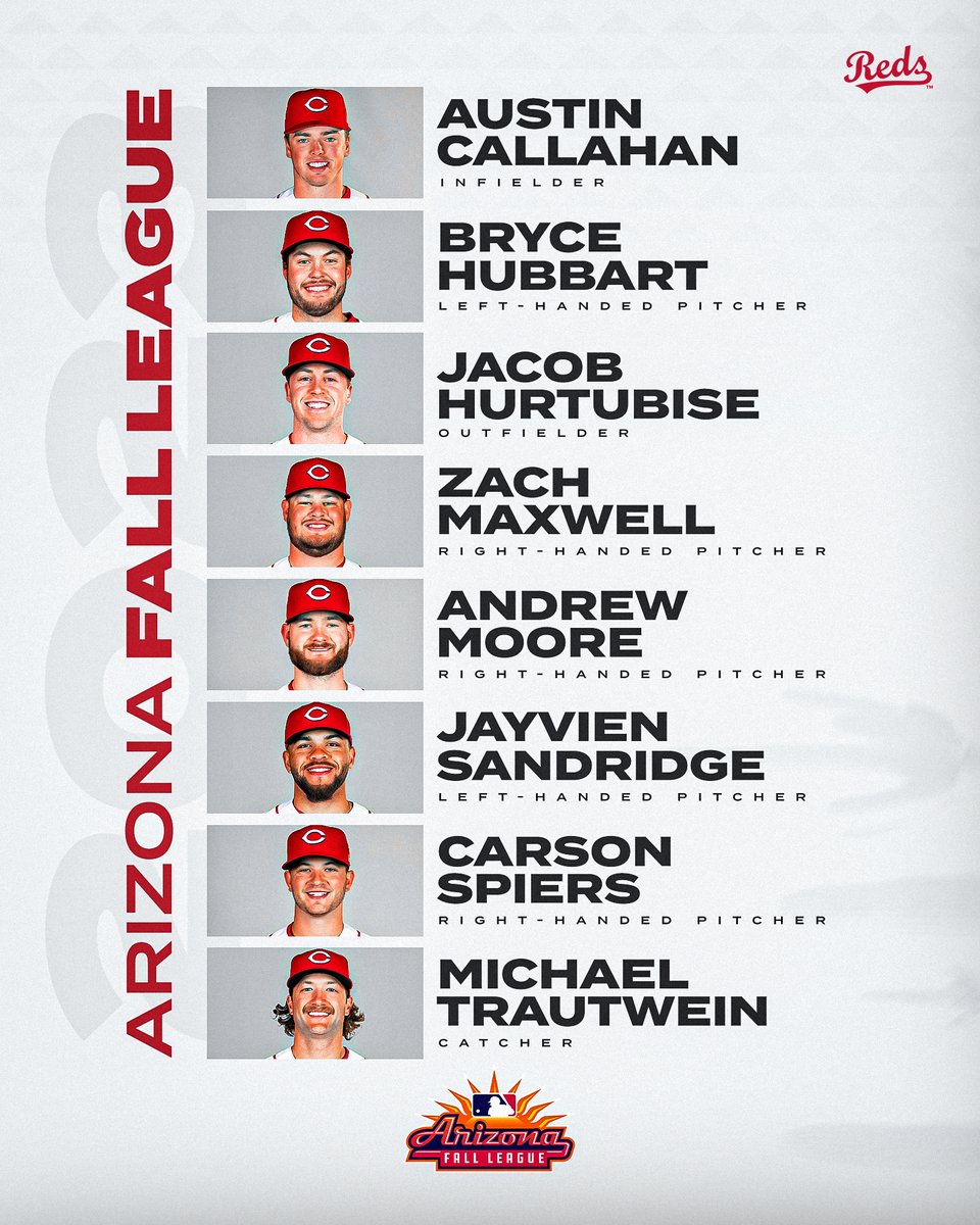 Reds's tweet image. Eight Reds prospects will take the field during the 2023 Arizona Fall League for the Surprise Saguaros. Congrats and good luck, fellas! 🌵

@RedsOnTheRise ╳ @MLBazFallLeague