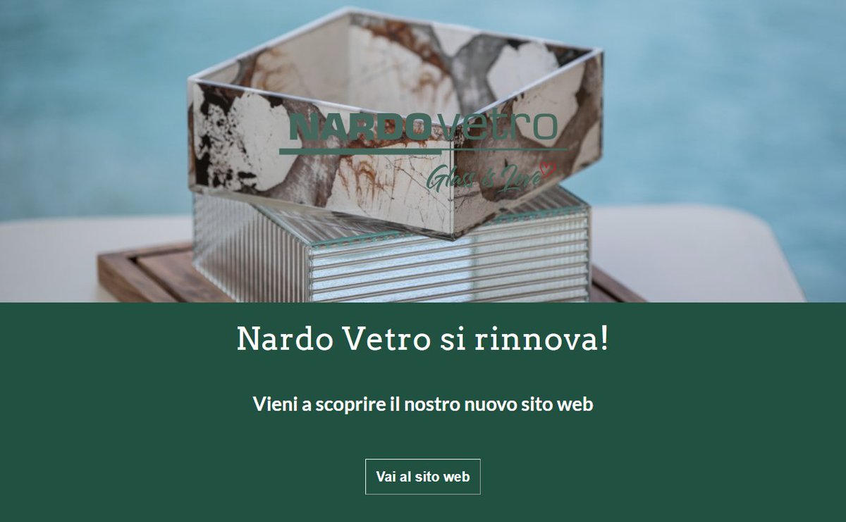 nardovetro's tweet photo. Nardo-Vetro si rinnova!
Vieni a scoprire il nostro nuovo sito web: https://t.co/os8eweYNkN https://t.co/OTEDL9MWza