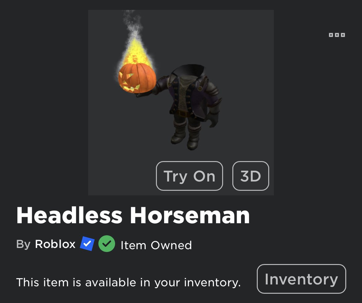 RBXNews on X: Anyone who got Roblox Headless Horseman for free will have  it removed from their inventory soon.  / X