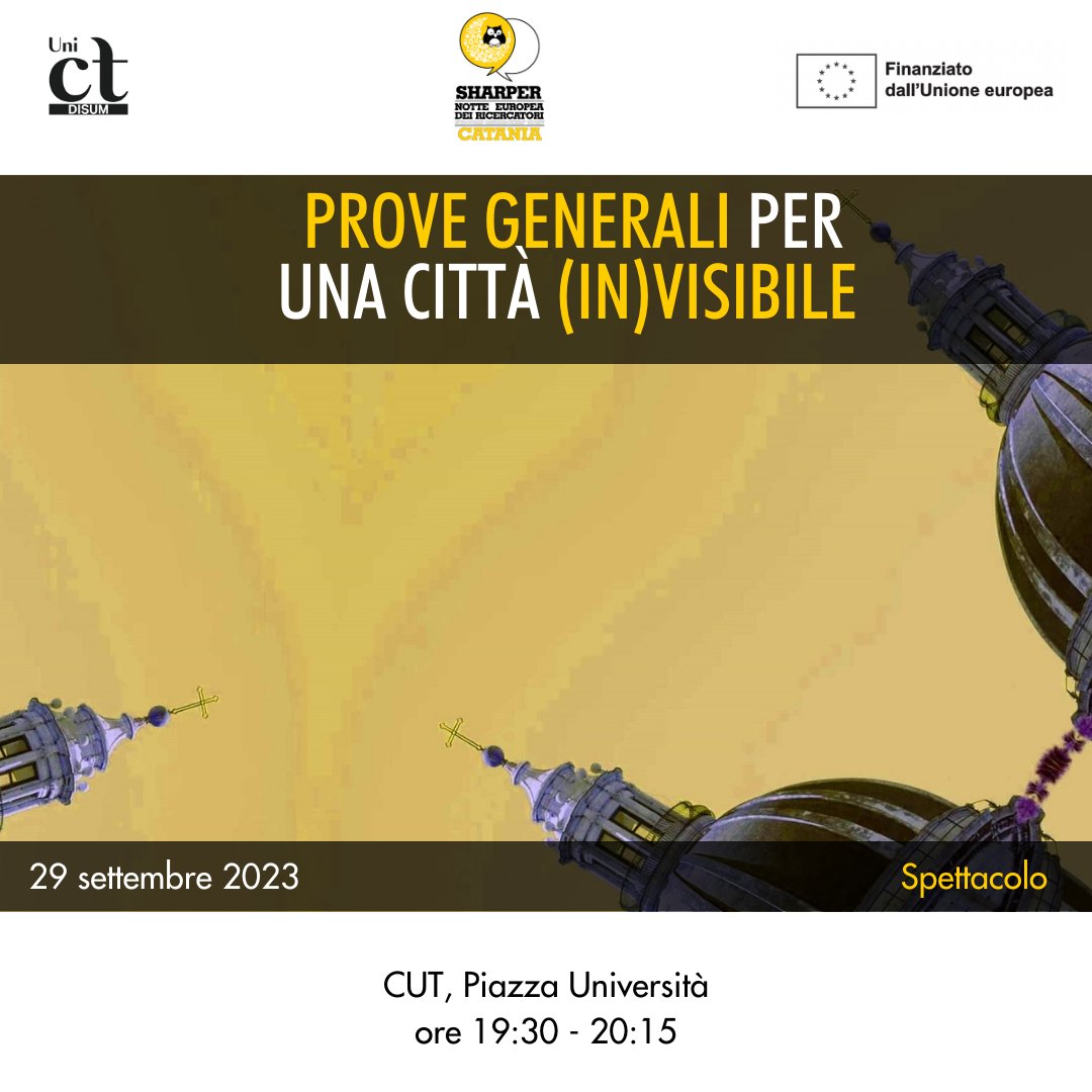 Disum Unict (@disumunict) on Twitter photo Quando il viaggiatore visionario arriverà a Catania come la descriverà? Con <a href="/sharpernight/">SHARPER Night</a>, indagheremo la difficoltà di vivere una città nera come la pietra
Programma: bit.ly/SharperDisum23
#sharpernight #EuropeanResearchersNight #MSCAnight #MSCAction #HorizonEurope @Unict_it Quando il viaggiatore visionario arriverà a Catania come la descriverà? Con <a href="/sharpernight/">SHARPER Night</a>, indagheremo la difficoltà di vivere una città nera come la pietra
Programma: bit.ly/SharperDisum23
#sharpernight #EuropeanResearchersNight #MSCAnight #MSCAction #HorizonEurope @Unict_it