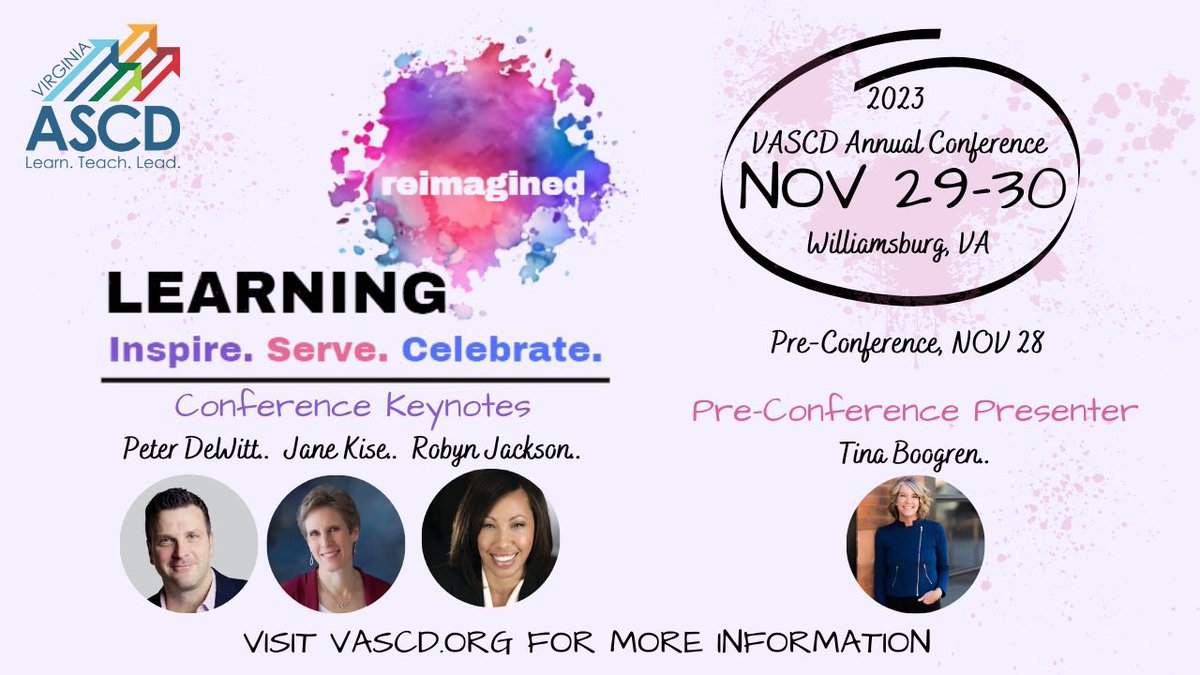 VATLL_VASCD's tweet photo. Just 67 days before #VASCD23 conference!
Join these phenomenal concurrent presenters: @VA_Ferrell @VA_Partners4Edu @gckeller1230 @white2_rachel @CharlePeck @DrShewbridge @CTE_Henrico!
Information: https://t.co/RwKxzXN5ts https://t.co/RKnXPYcesK