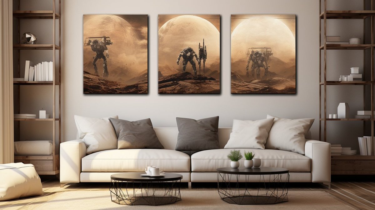 techhalla's tweet image. 🏚️ Want to revamp your room&apos;s design? Use your imagination with this prompt to see how it would look! 👇

📃 3 abstract painting for interior decor | 3d wall abstract art | retrowave | digital [style] landscapes | [color1] and [color2] --ar 16:9 --s 180

🤖 Choose a style and two…