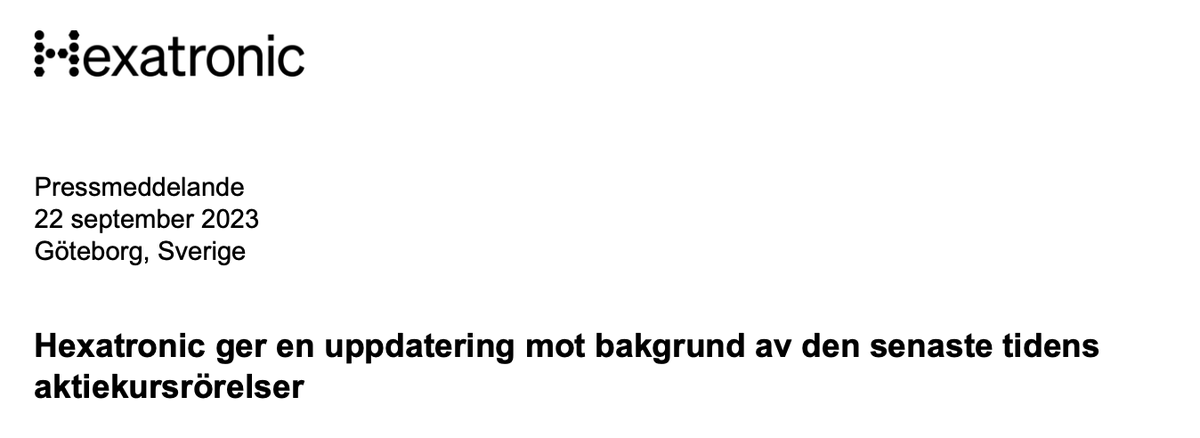 I Finland: "Profit warning" 

I Sverige: