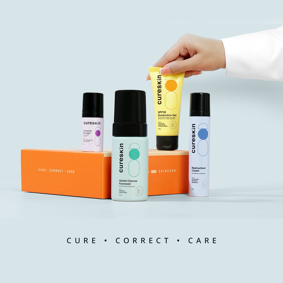 Say goodbye to all your skincare problems with Cureskin's treatment kit.

Our 3-step process of Cure, Correct, and Care provides the ultimate solution to all your skin issues. Start your journey to healthy skin with Cureskin today.

#cureskin #skindoctor #skinexpert