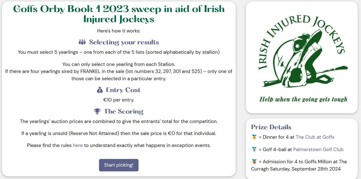 <a href="/thesweeps_io/">sweeps</a>  are delighted to be supporting Martina Dempsey  who is taking part in this year’s Challenge.
What kind of sweep is it? Pick 5 yearlings from the <a href="/goffs1866/">Goffs</a> Orby Book 1 catalogue, highest combined sales price wins, and some great prizes 🐴
thesweeps.io/orby_1_2023
