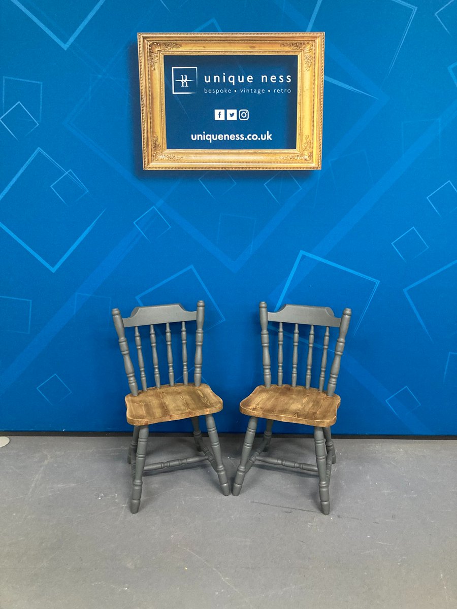 Our local restoration team have revitalised these dining chairs, using Frenchic Al Fresco Smudge and Browning Wax.

Available as pair only.

£158 W: 47cm H: 84cm D: 48cm