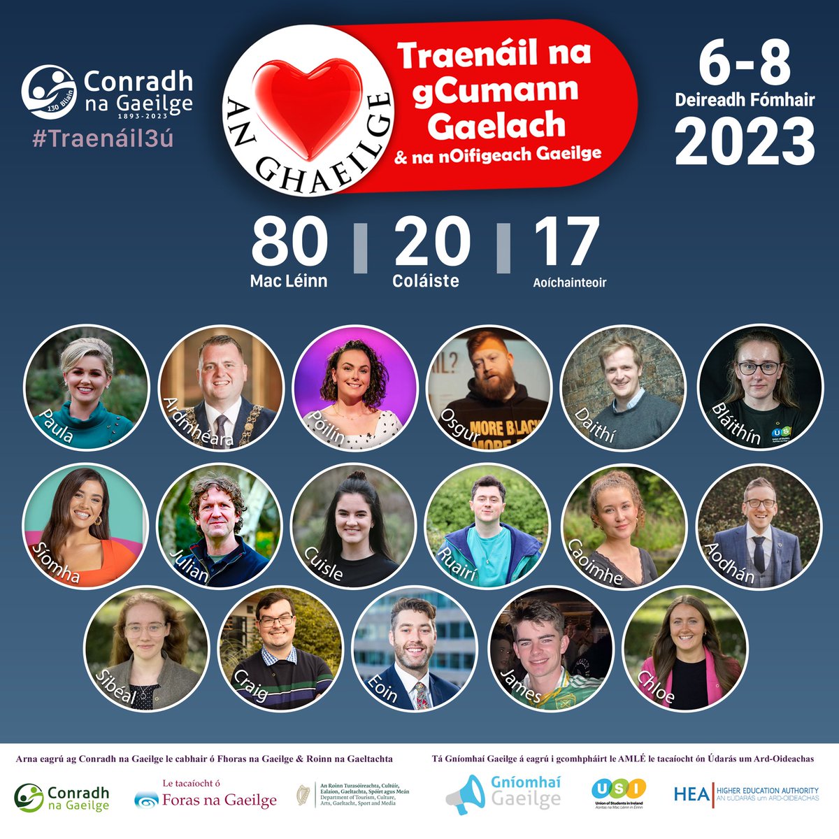 20 Coláiste,  80+ mac léinn, 17 aoichainteoir = Traenáil na gCumann &amp; na nOifigeach Gaeilge 2023.  An mbeidh tú linn? Fiosraigh leis an gCumann Gaelach i do choláiste nó bí i dteagmháil linn má tá suim agat ceann a bhunú! #traenáil3ú