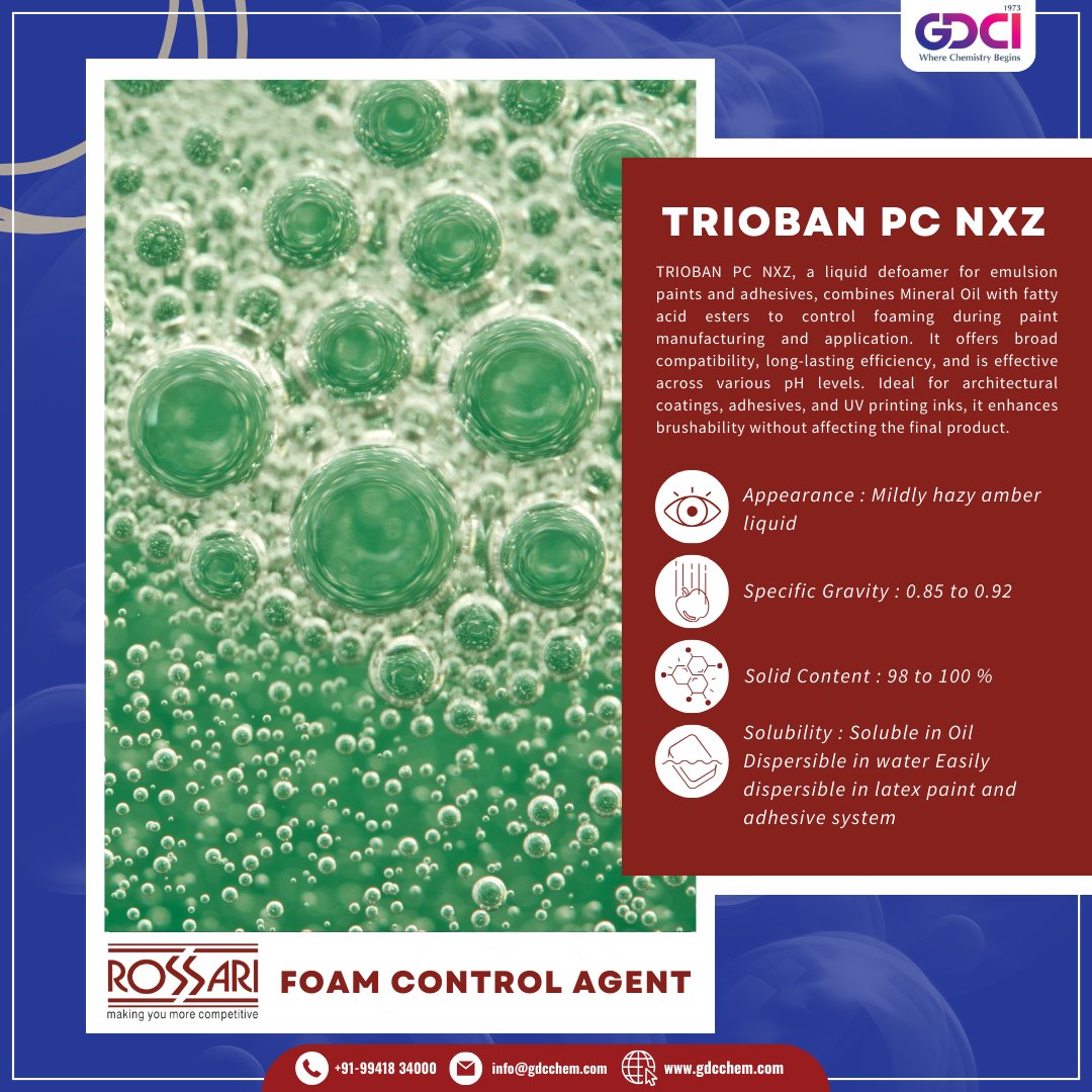 gdciindia's tweet image. Don't let foam steal the spotlight! Elevate your coatings with our top-notch foam control agents. 🌟 

#FoamControl #NoMoreFoam #SmoothFinish #FoamFreeZone #CoatingSolutions #FoamFighters #Innovation #PerfectFinish #FoamMasters #FoamBusters #coatings #detailingboost #gdciindia