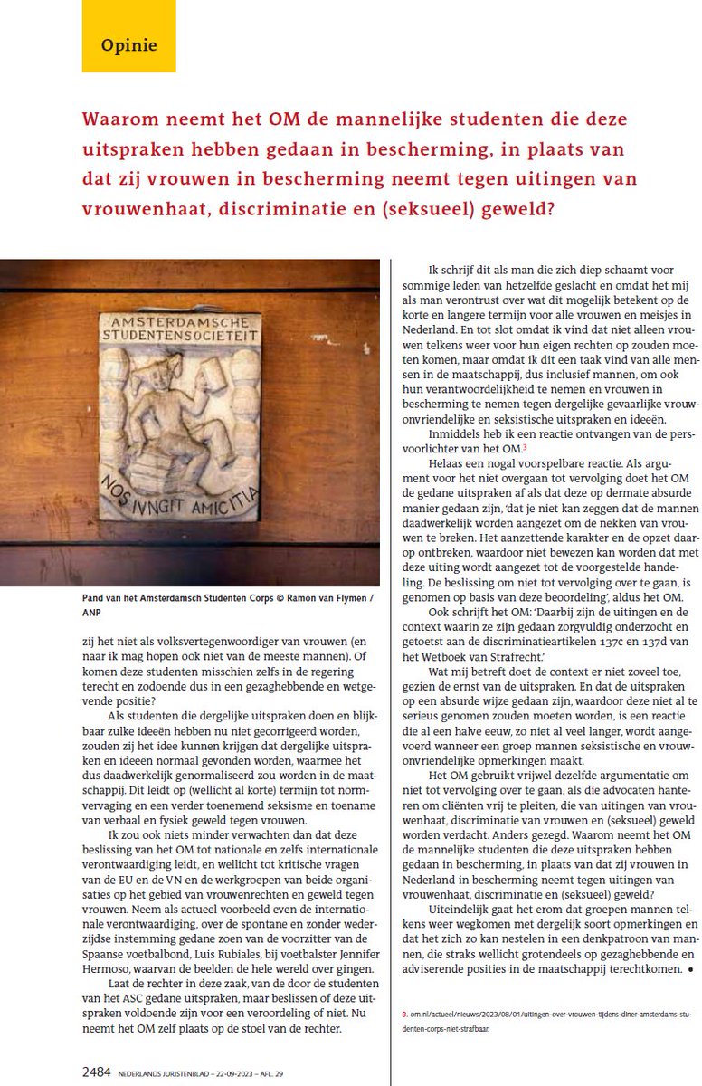 JoWe 🇺🇦💞🇪🇺 (@jowe_forukraine) on Twitter photo Het Nederlands Juristenblad heeft een opiniestuk van mij gepubliceerd op hun website. Het komt ook hun tijdschrift en op hun blog, die door iedereen te lezen is njb.nl/blogs/verbijst…
Hopelijk zet dit het <a href="/Het_OM/">Openbaar Ministerie</a> aan het denken over het niet vervolgen van studenten van het ASC. Het Nederlands Juristenblad heeft een opiniestuk van mij gepubliceerd op hun website. Het komt ook hun tijdschrift en op hun blog, die door iedereen te lezen is njb.nl/blogs/verbijst…
Hopelijk zet dit het <a href="/Het_OM/">Openbaar Ministerie</a> aan het denken over het niet vervolgen van studenten van het ASC.