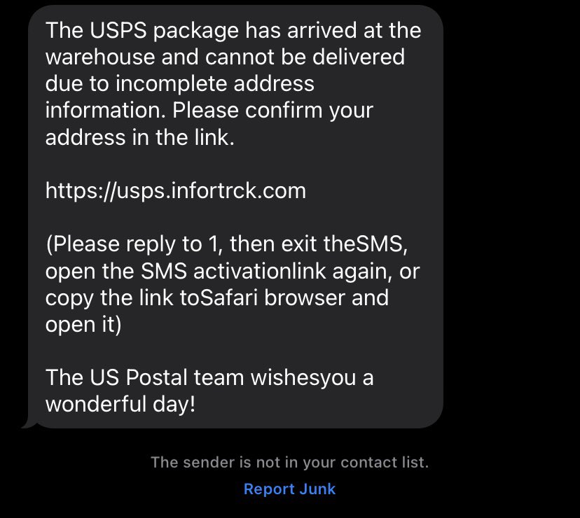 Do people fall for this? 

When has anyone from the US postal team wished you a good day?