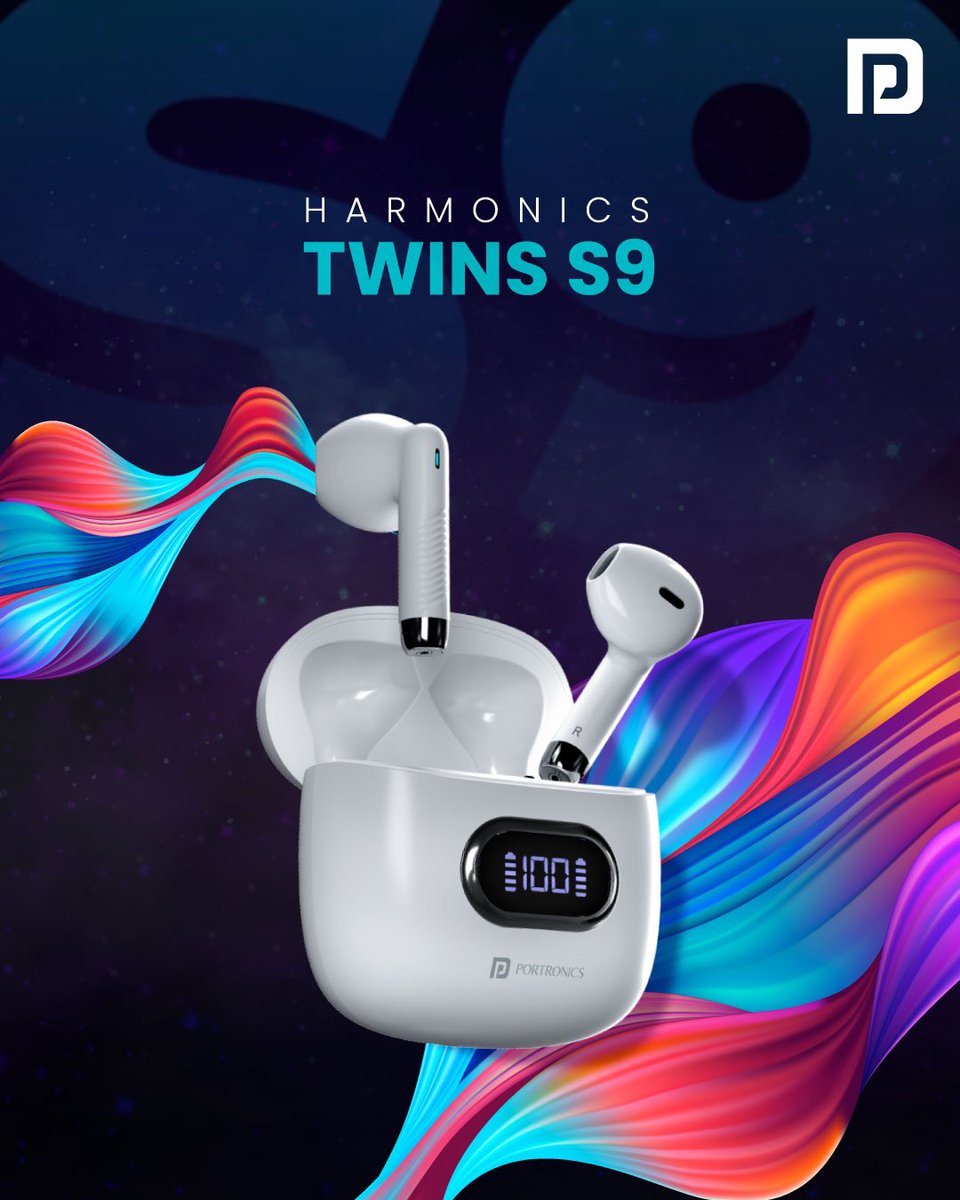Take the Twins S9 out and step into the world of elite tunes!

- 5 hour single charge
- Digital display
- Crystal clear calls
- Balanced bass
- Instant audio connection

#TwinsS9 #WirelessEarbuds #Portronics #PortronicsIndia #NewLaunch #TWS