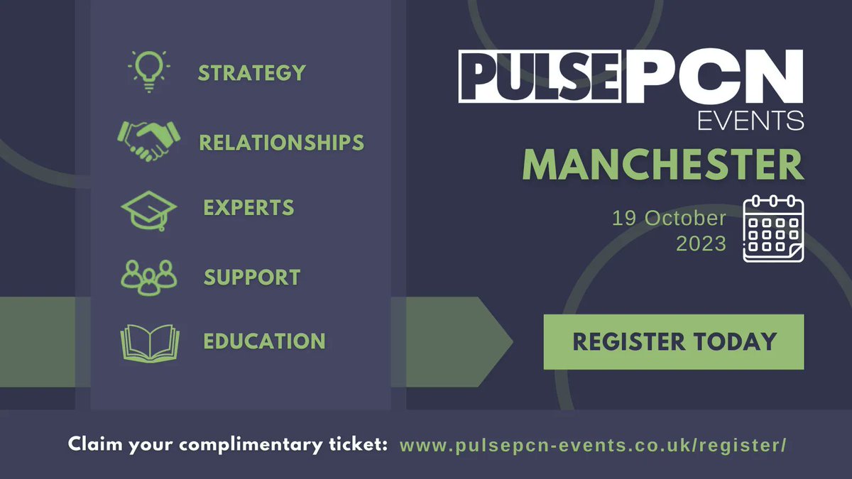 One month to go until #PulsePCN Manchester, claim your free ticket today & join chairs @V_Vaughan, Editor of Pulse PCN and @TraceyVell, Chief Officer, Greater Manchester Primary Care Provider Board, for a packed, invigorating day discussing #primarycare: bit.ly/3tabqs7