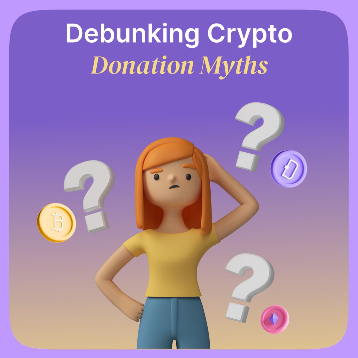 charity_dex's tweet photo. 🚫 Debunking Myths

Crypto for illicit activities? Truth: Cash is 800x more likely for laundering.

No crypto donations in market dips? Truth: Dips are hiccups. Many still donate in downturns.

Don't be swayed. Donate via CharityDEX &amp; empower change!  #CryptoForCharity https://t.co/q3nDgI5iRk