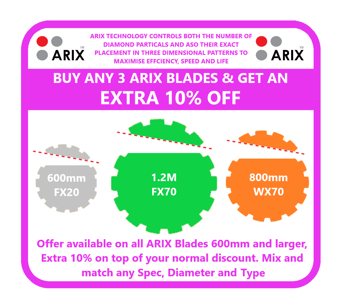 HertsDiamondltd's tweet photo. Happy Friday all!! We sent out an e-mail on Wednesday highlighting our new and improved buy 3 ARIX Blades get an extra 10% off your normal discount deal. So here is a post to also highlight it.
#ARIX #diamonddrilling #diamondcutting #diamondblades #floorsaw #wallsaw #deal #HDP https://t.co/M2SvDwmhpF