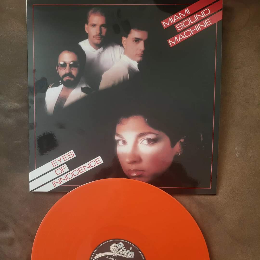 congacraig's tweet photo. Loving listening to the reissue of #miamisoundmachine #eyesofinnocence on orange vinyl. Originally released in 1984,it contains the big UK hit #drbeat https://t.co/icr19BysJs