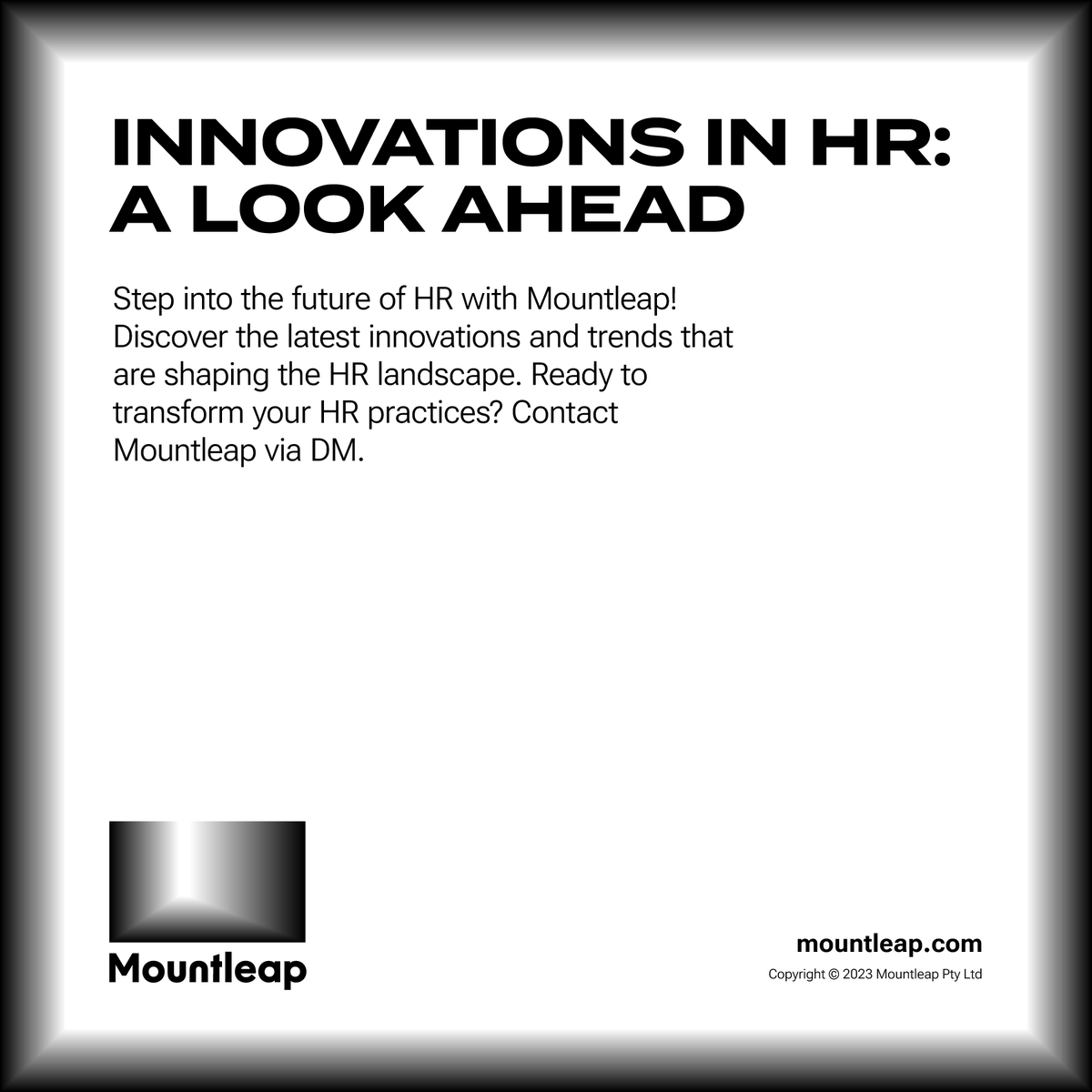 Step into the future of HR with Mountleap! Discover the latest innovations and trends that are shaping the HR landscape. Ready to transform your HR practices? Contact Mountleap via DM. #HRInnovations #MountleapTrends