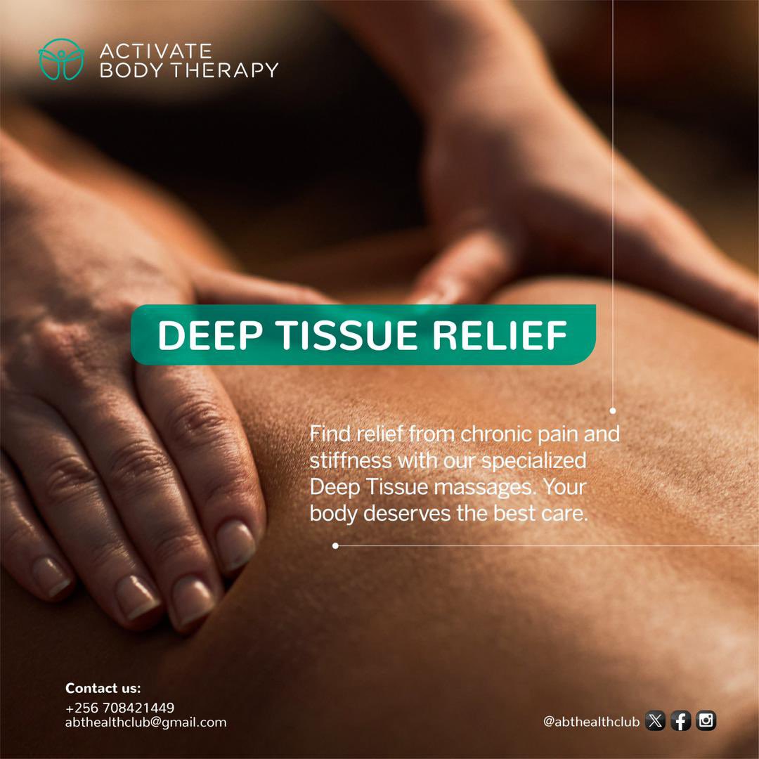 Discover the transformational benefits of deep tissue therapy!  Say goodbye to chronic pain, improve your posture, and embrace a more flexible you. 

Book your session today; +256708421449

#deeptissuemassage #painrelief #wellnessjourney #abthealthclub